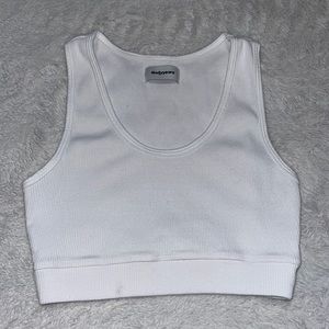 Thirty years white ribbed tank